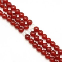 N�rbillede af karneol mala med r�de karneolperler
