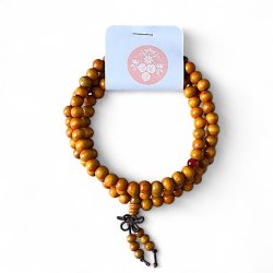 Malakde i gyldenbrun rosentr  108 perler, lngde 2 x 35 cm