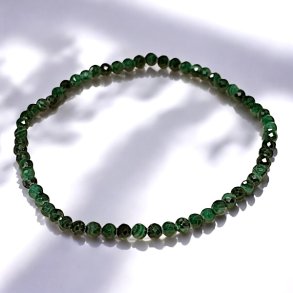 Facetslebet �gte Malakit Armb�nd � 4 mm Elastisk, Perfekt Pasform til H�ndled 16-18 cm