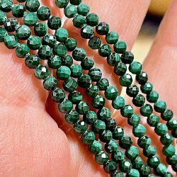 Facetslebet gte Malakit Armbnd  4 mm Elastisk, Perfekt Pasform til Hndled 16-18 cm