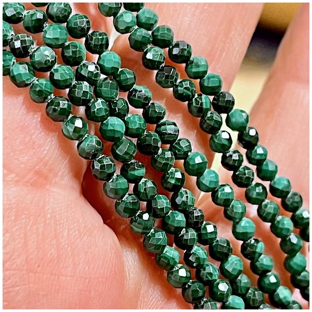 Facetslebet gte Malakit Armbnd  4 mm Elastisk, Perfekt Pasform til Hndled 16-18 cm