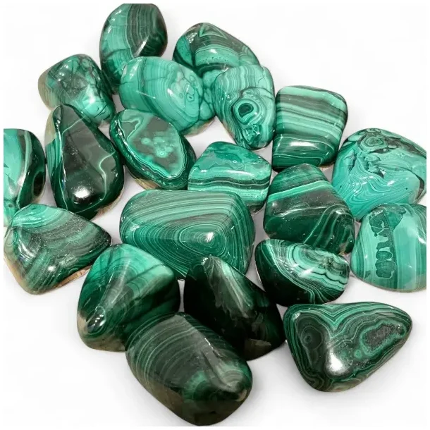 Malakit XL lommesten i smukke gr�nne nuancer (3�4 cm)