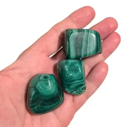 Malakit XL lommesten i smukke gr�nne nuancer (3�4 cm)