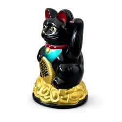 Maneki Neko sort vinkekat � held, rigdom og bev�gelse 13 cm