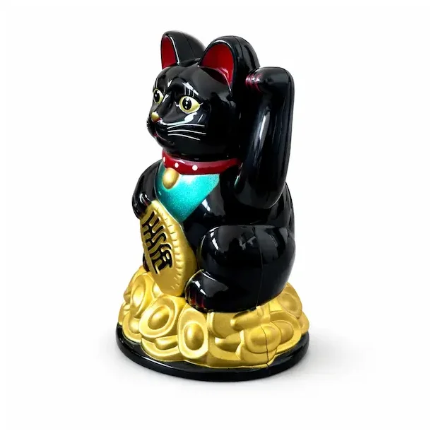 Maneki Neko sort vinkekat � held, rigdom og bev�gelse 13 cm