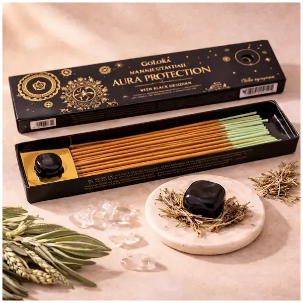 Manifestation R�gelsespinde fra Goloka med Obsidian � 11 - 12 Aura Protection pinde