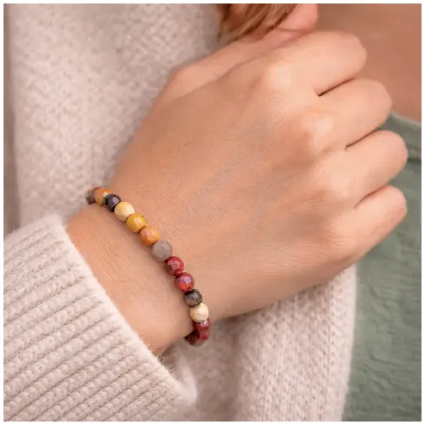 Krystal armb�nd | facetslebet | Mookait | 6 mm. stenperler | M�l 16 - 19 cm