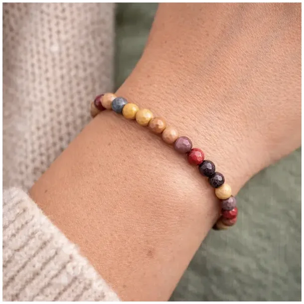 Krystal armb�nd | facetslebet | Mookait | 6 mm. stenperler | M�l 16 - 19 cm