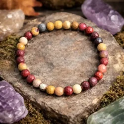 Krystal armb�nd | facetslebet | Mookait | 6 mm. stenperler | M�l 16 - 19 cm