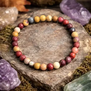 Krystal armb�nd | facetslebet | Mookait | 6 mm. stenperler | M�l 16 - 19 cm