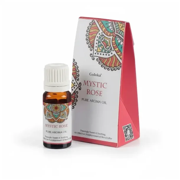L�kker ren aromaolie med Mystic Rose, indhold 10 ml