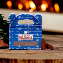 Backflow rgelseskegler med Nag Champa  - 24 stk - ikonisk duft til backflow holder