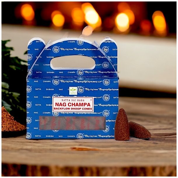 Backflow r�gelseskegler med Nag Champa  - 24 stk - ikonisk duft til backflow holder
