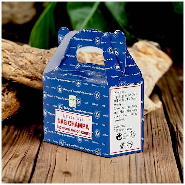 Backflow rgelseskegler med Nag Champa  - 24 stk - ikonisk duft til backflow holder