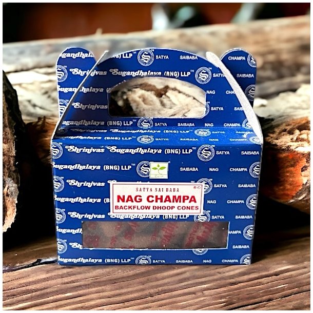 Backflow rgelseskegler med Nag Champa  - 24 stk - ikonisk duft til backflow holder