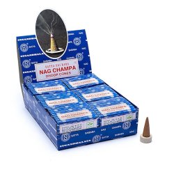 Nag Champa r�gelseskegler cones 12 stk med metalholder � perfekt til meditation og healing