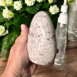 Unika Ocean jaspis freeform 10,5 cm  unik poleret sten med farver og naturlige huler