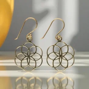 Nikkelfri bronze�reringe med Flower of Life symbol � 2,7 cm spirituelt smykke