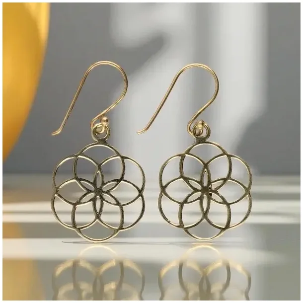 Nikkelfri bronzereringe med Flower of Life symbol  2,7 cm spirituelt smykke