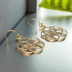 Nikkelfri bronze�reringe med Flower of Life symbol � 2,7 cm spirituelt smykke
