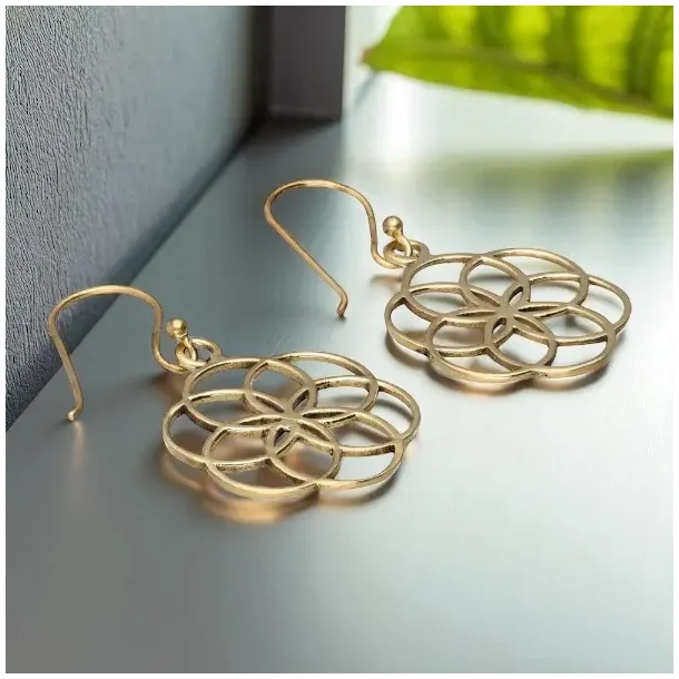 Nikkelfri bronze�reringe med Flower of Life symbol � 2,7 cm spirituelt smykke