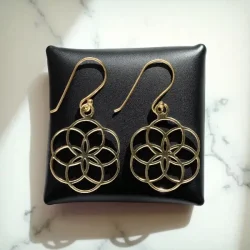 Nikkelfri bronze�reringe med Flower of Life symbol � 2,7 cm spirituelt smykke