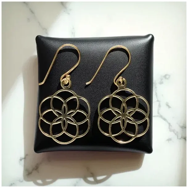 Nikkelfri bronze�reringe med Flower of Life symbol � 2,7 cm spirituelt smykke