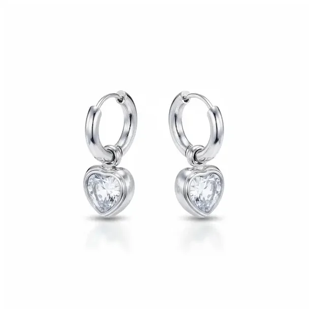 Hjerte-Creoler med Klare Rhinsten  Indre Krlighed