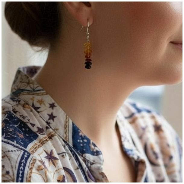 Nikkelfri �reringe i �gte Baltisk Rav - 4 cm