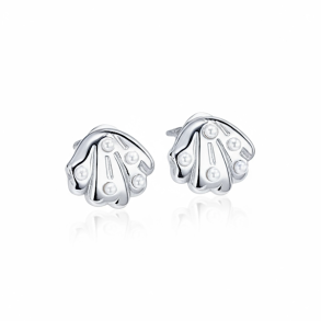 Spirituelle �restikker udformet som musling i rustfrit st�l med sm� kunstperler