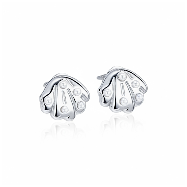 Spirituelle �restikker udformet som musling i rustfrit st�l med sm� kunstperler