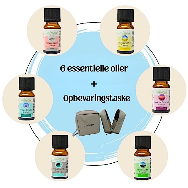 6 �teriske Olier + Gratis Taske � Perfekt til Aromaterapi &amp; Sauna