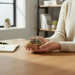 Orgonitpyramide med 7 chakrasten og kobberspiral � balance og energi