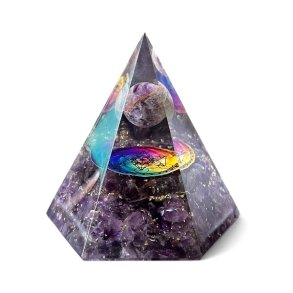 Stor Hexagonal Ametyst Orgonit Pyramide  Harmoni, Beskyttelse og Energetisk Balancering