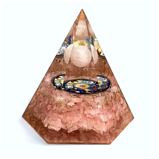 Stor Hexagonal Rosenkvarts Orgonit Pyramide � Harmoni, Beskyttelse og Energetisk Balancering