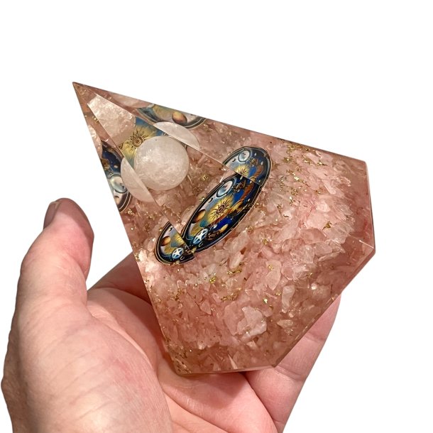 Stor Hexagonal Rosenkvarts Orgonit Pyramide  Harmoni, Beskyttelse og Energetisk Balancering