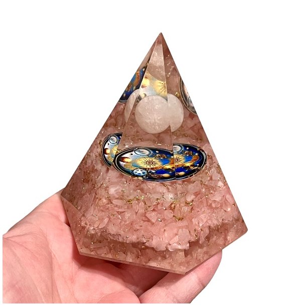 Stor Hexagonal Rosenkvarts Orgonit Pyramide  Harmoni, Beskyttelse og Energetisk Balancering