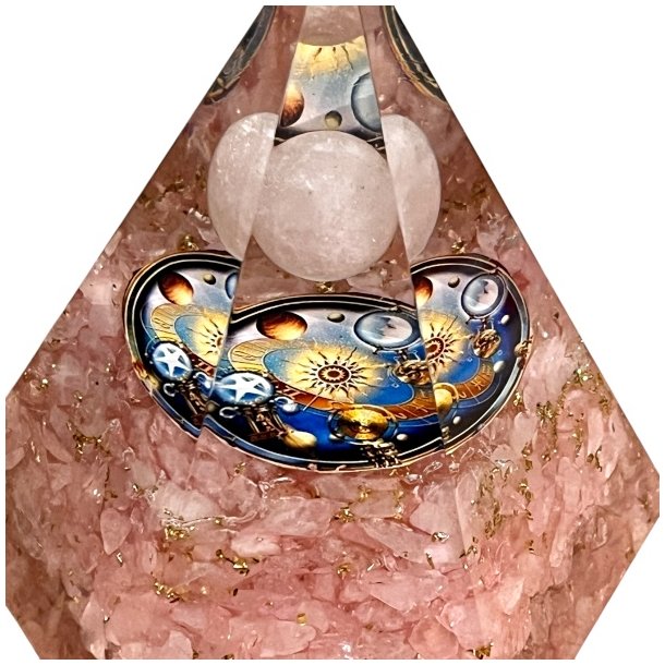 Stor Hexagonal Rosenkvarts Orgonit Pyramide  Harmoni, Beskyttelse og Energetisk Balancering