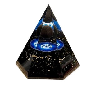 Stor Hexagonal Sort Turmalin Orgonit Pyramide  Harmoni, Beskyttelse og Energetisk Balancering
