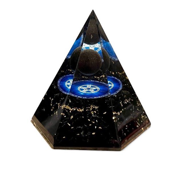 Stor Hexagonal Sort Turmalin Orgonit Pyramide � Harmoni, Beskyttelse og Energetisk Balancering
