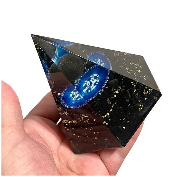 Stor Hexagonal Sort Turmalin Orgonit Pyramide  Harmoni, Beskyttelse og Energetisk Balancering