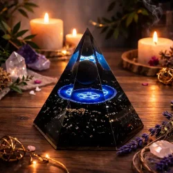 Stor Hexagonal Sort Turmalin Orgonit Pyramide � Harmoni, Beskyttelse og Energetisk Balancering