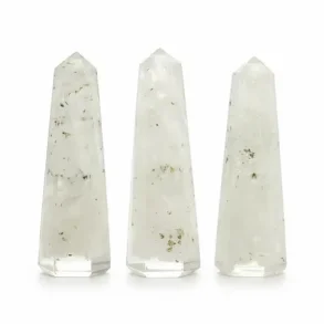 Orgonit t�rn med selenit 6,5 cm � rensende energi, klarhed og h�j spirituel vibration