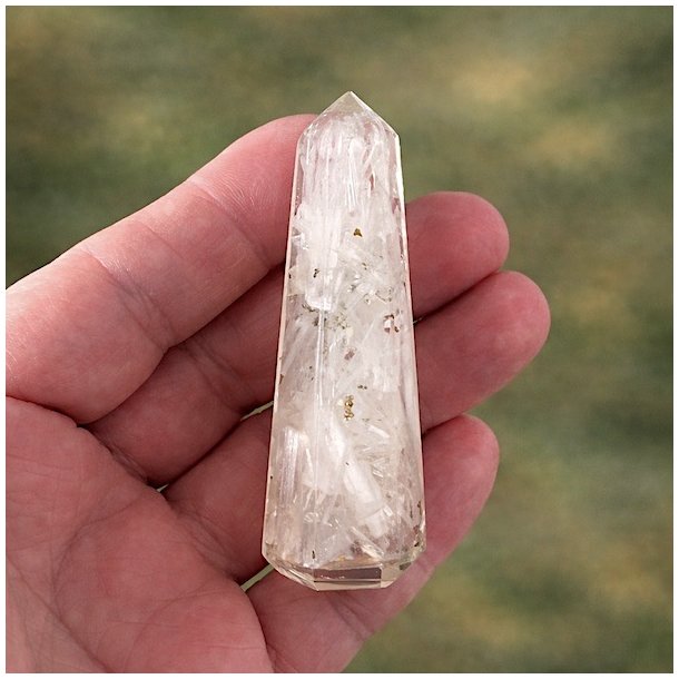 Orgonit t�rn med selenit 6,5 cm � rensende energi, klarhed og h�j spirituel vibration