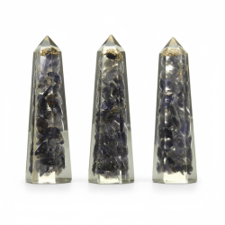 Orgonit t�rn med iolit 8 cm � EMF beskyttelse, intuition &amp; klarhed