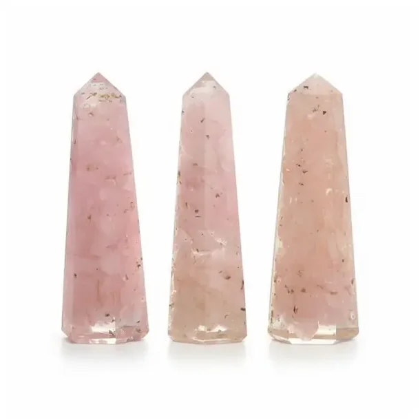 Orgonit t�rn med rosenkvarts 6,5 cm � k�rlig energi, harmoni og spirituel balance