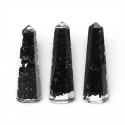 Orgonit t�rn med sort turmalin 6 cm � st�rk EMF-beskyttelse &amp; grounding