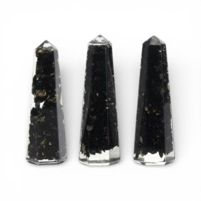 Orgonit t�rn med sort turmalin 6 cm � st�rk EMF-beskyttelse & grounding