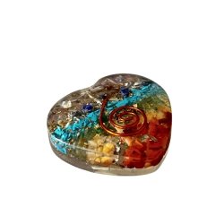 Orgonit Vedh�ng med 7 Chakra Sten � Hjerteformet, 3,7 x 3,5 cm