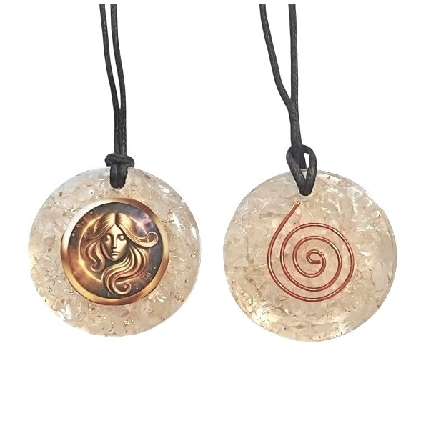 Spirituelt orgonit vedh�ng med bjergkrystal � Jomfruens stjernetegn